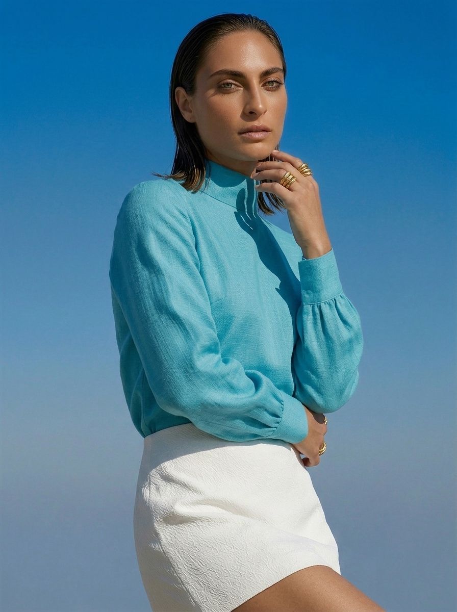 Bluse mit UV-Schutz 50+ aus Öko-Tex® Leinenstoff
